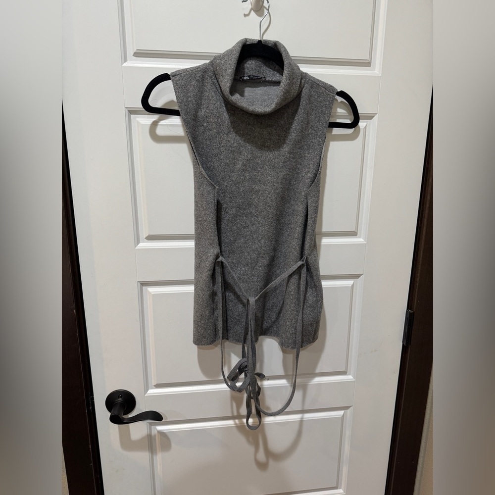 Gray Sleeveless Knit Top with Tie| Zara two piece set| Coordinates| Matching set